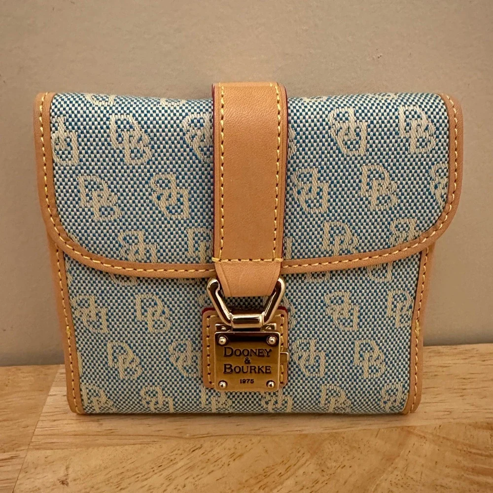 Dooney & Bourke Blue and Tan Signature Wallet - Picture 10 of 11